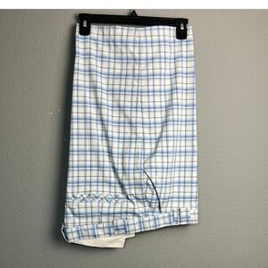 Under Armour Plaid Golf Shorts Men 38W Blue White Polyester Athletic Performance